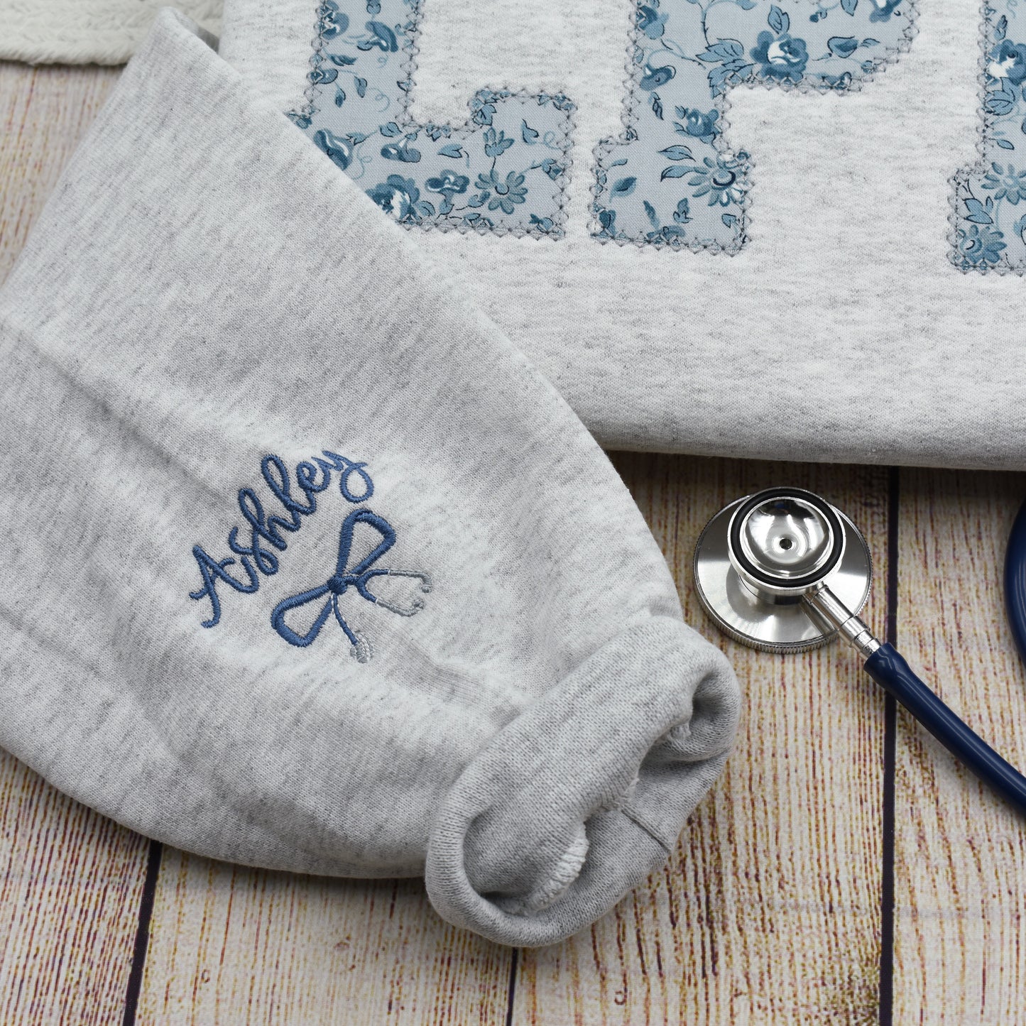 Personalized LPN Nurse Embroidered Sweatshirt, LPN Graduation Nursing Student Gift, Licensed Practical Nurse Floral Crewneck