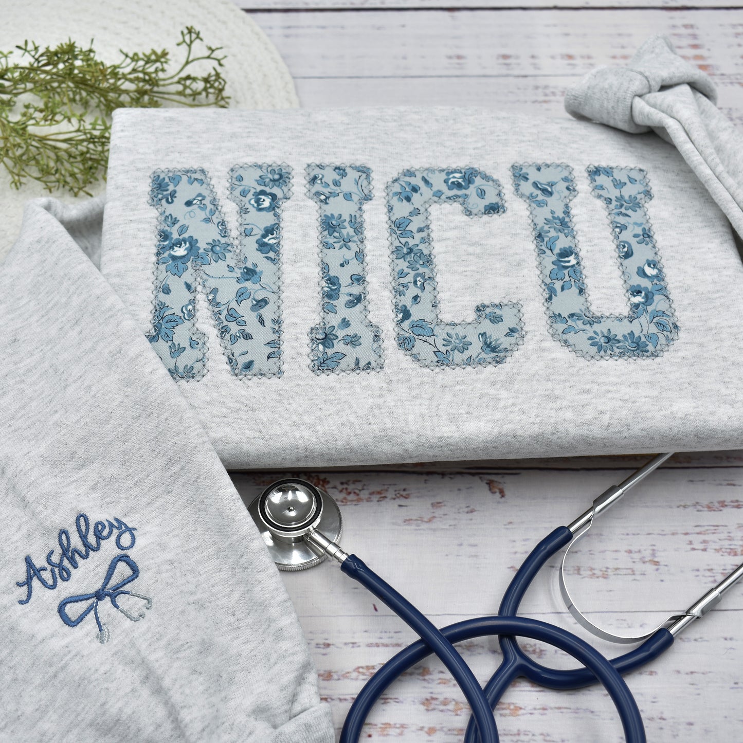 Personalized NICU Nurse Embroidered Sweatshirt, Critical Care Pediatrics Nurse Shirt, Graduation Nursing Student Gift, Floral RN Nurse Crewneck (Copy)
