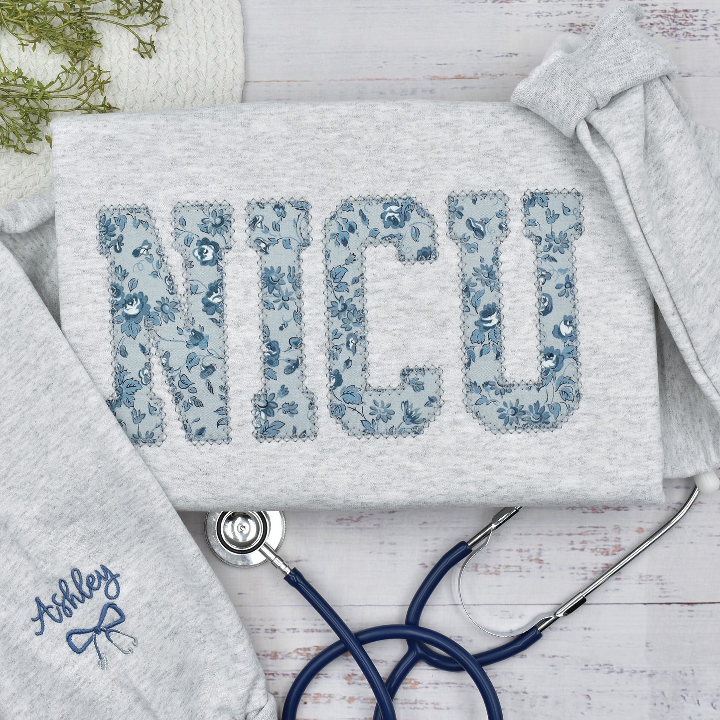 Personalized NICU Nurse Embroidered Sweatshirt, Critical Care Pediatrics Nurse Shirt, Graduation Nursing Student Gift, Floral RN Nurse Crewneck (Copy)