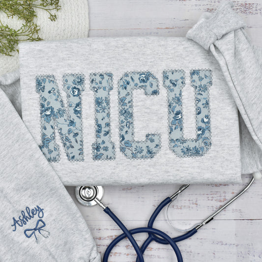 Personalized NICU Nurse Embroidered Sweatshirt, Critical Care Pediatrics Nurse Shirt, Graduation Nursing Student Gift, Floral RN Nurse Crewneck (Copy)
