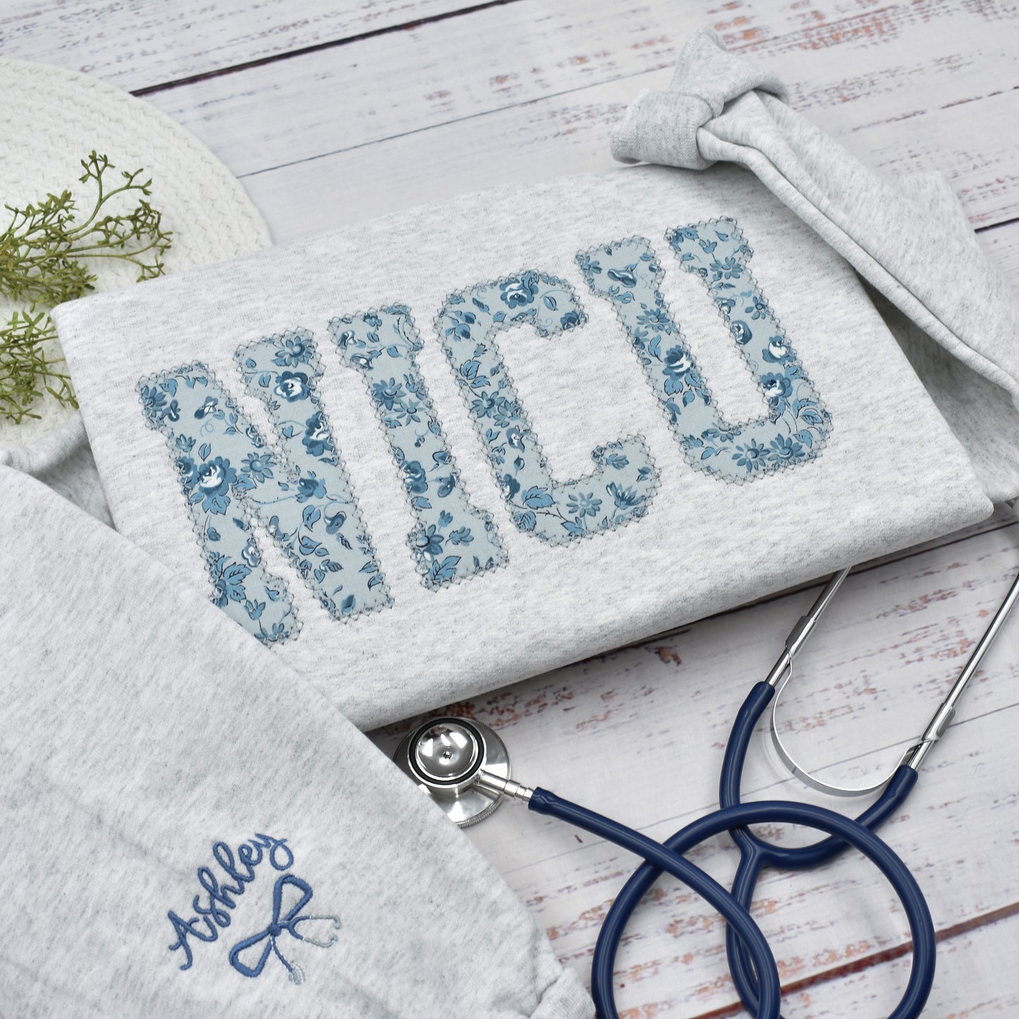 Personalized NICU Nurse Embroidered Sweatshirt, Critical Care Pediatrics Nurse Shirt, Graduation Nursing Student Gift, Floral RN Nurse Crewneck (Copy)