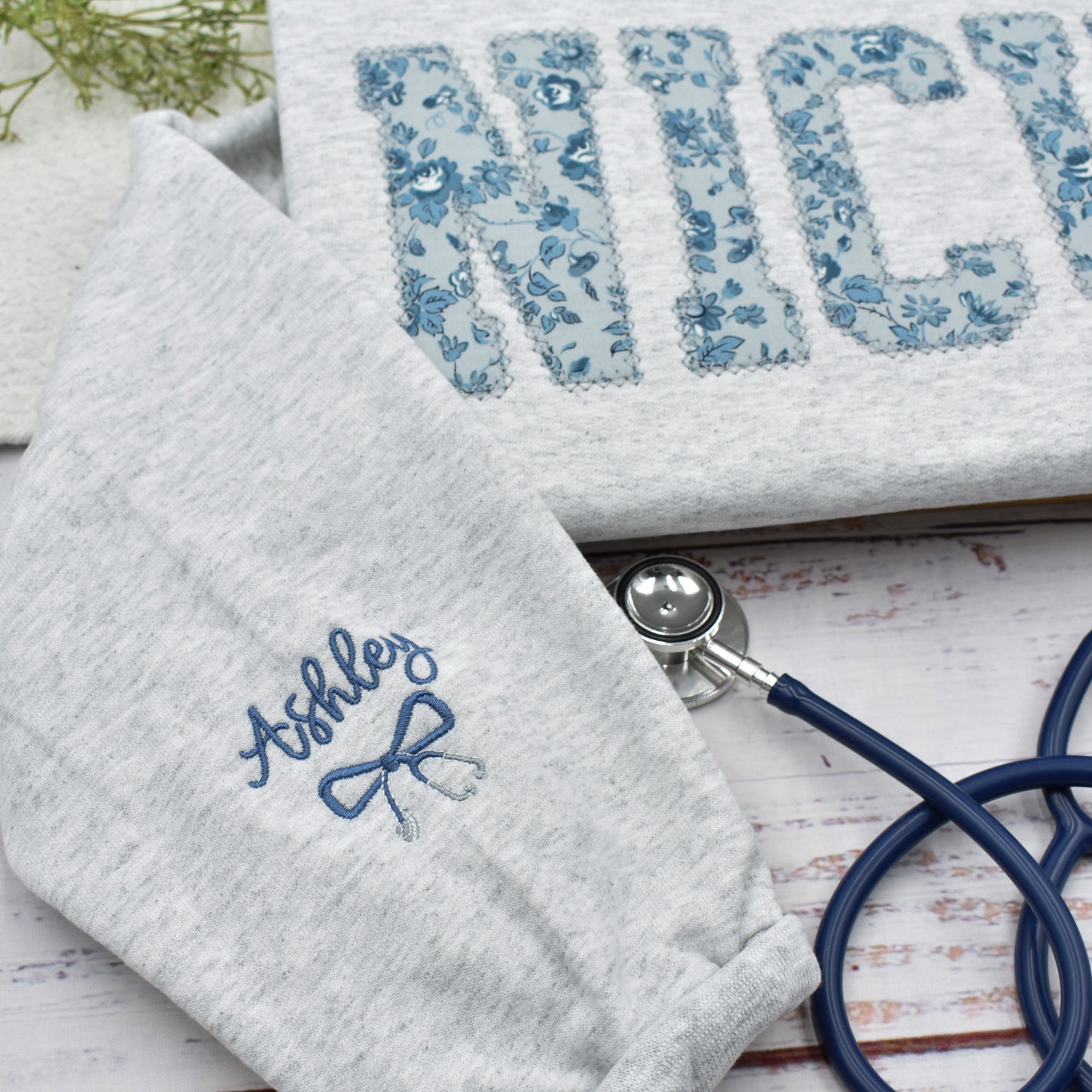 Personalized NICU Nurse Embroidered Sweatshirt, Critical Care Pediatrics Nurse Shirt, Graduation Nursing Student Gift, Floral RN Nurse Crewneck (Copy)