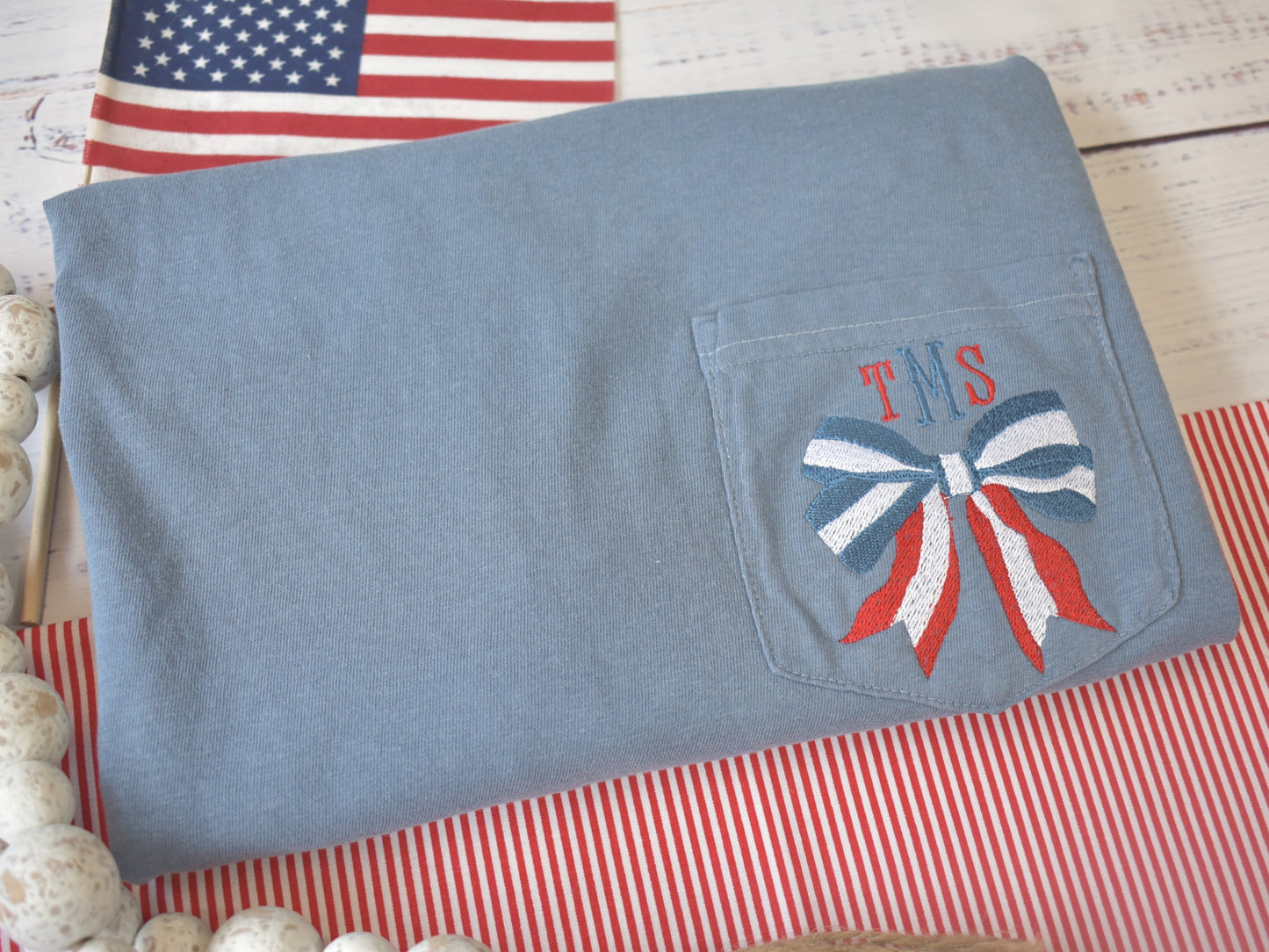 4TH OF JULY MONOGRAM BOW image 8
