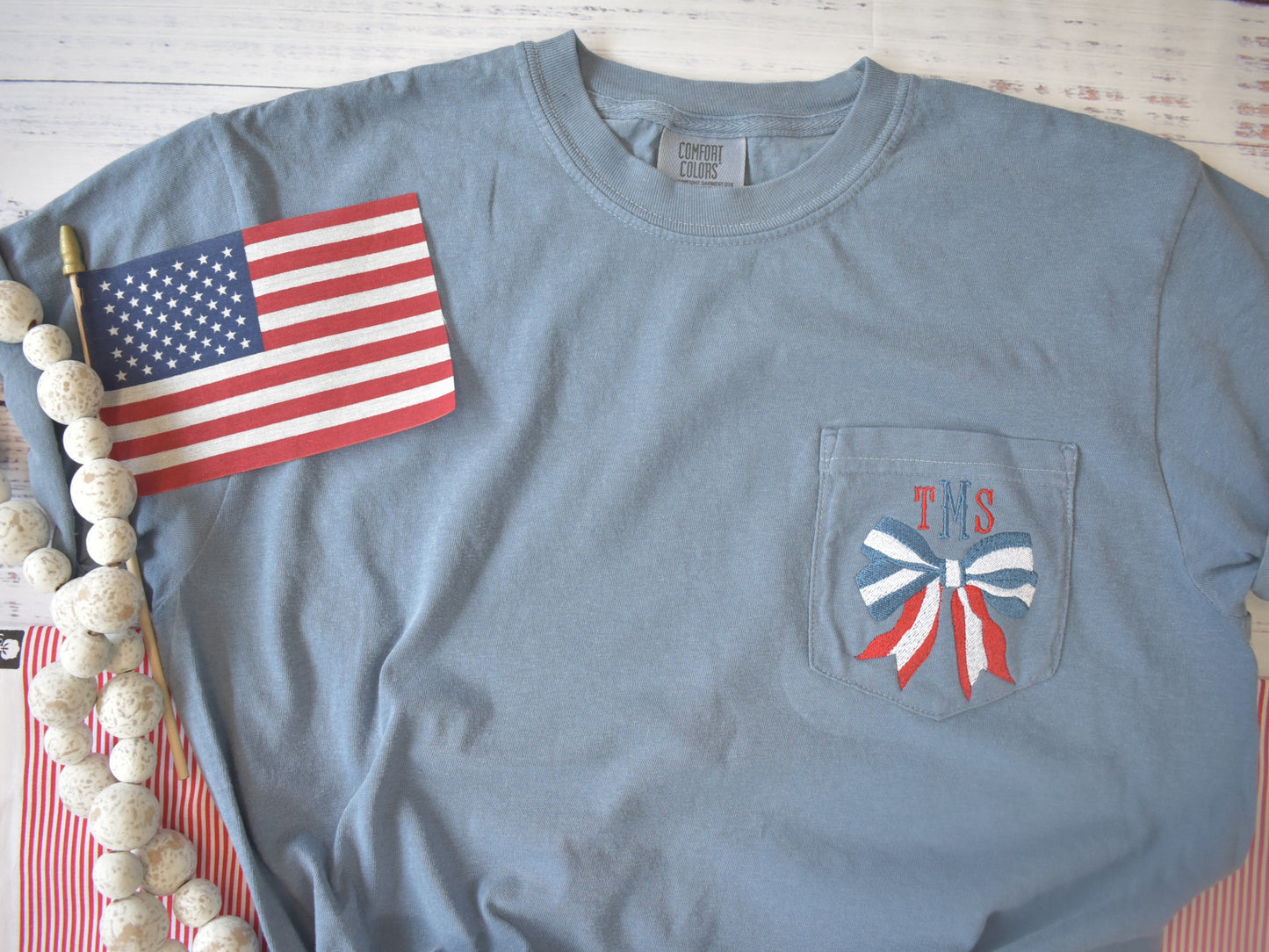 4TH OF JULY MONOGRAM BOW image 0