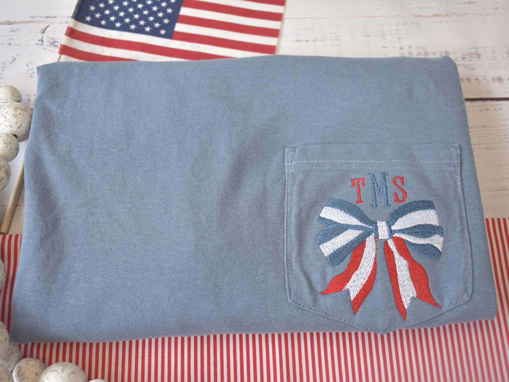 4TH OF JULY MONOGRAM BOW image 1